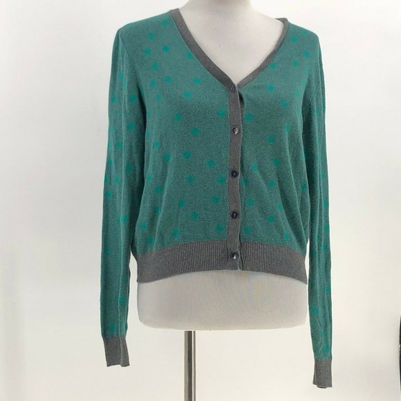 CAbi Sweaters - CAbi #903 Teal Polka Dot sweater Cardigan sz M